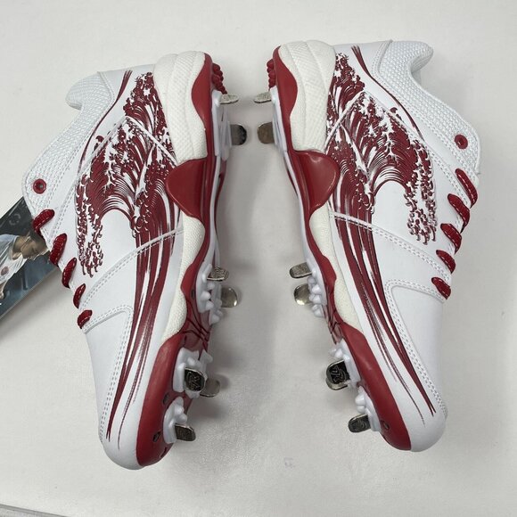 Ringor Flite Spikes Softball Metal‎ Cleats Womens 9 Rising Tide White Red Shoes - Picture 9 of 12